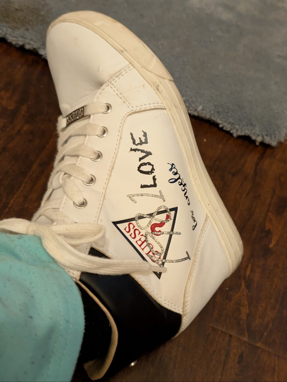 Guess White and Black Women's Casual Sneakers with Logo Accent
